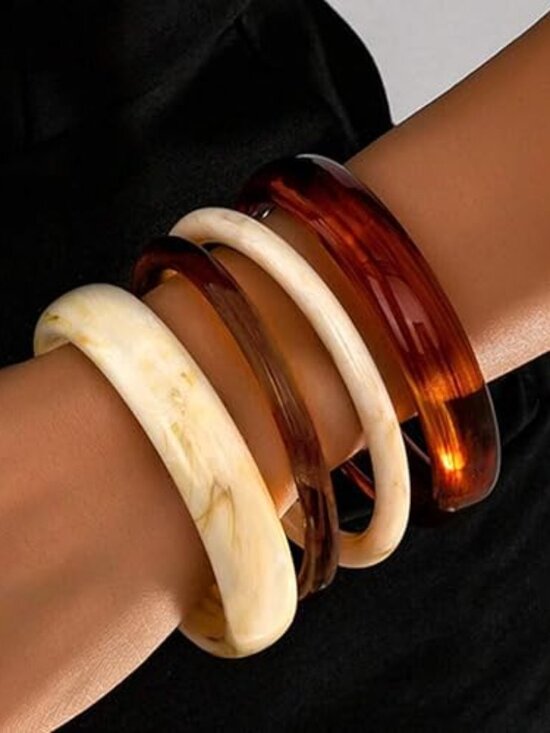 Jewelry - New - Acrylic Bangles Bracelets for Women, Irregular Acrylic Resin Chunky